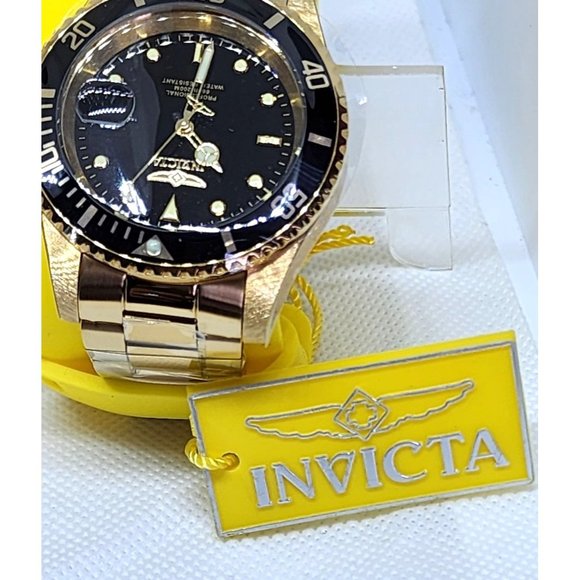 Invicta Pro Diver Men 40mm Stainless Steel Gold Black dial Quartz Watch - Picture 7 of 16